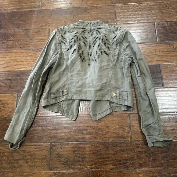Free People Women's Olive Green Cropped Military Jacket - Picture 6 of 7